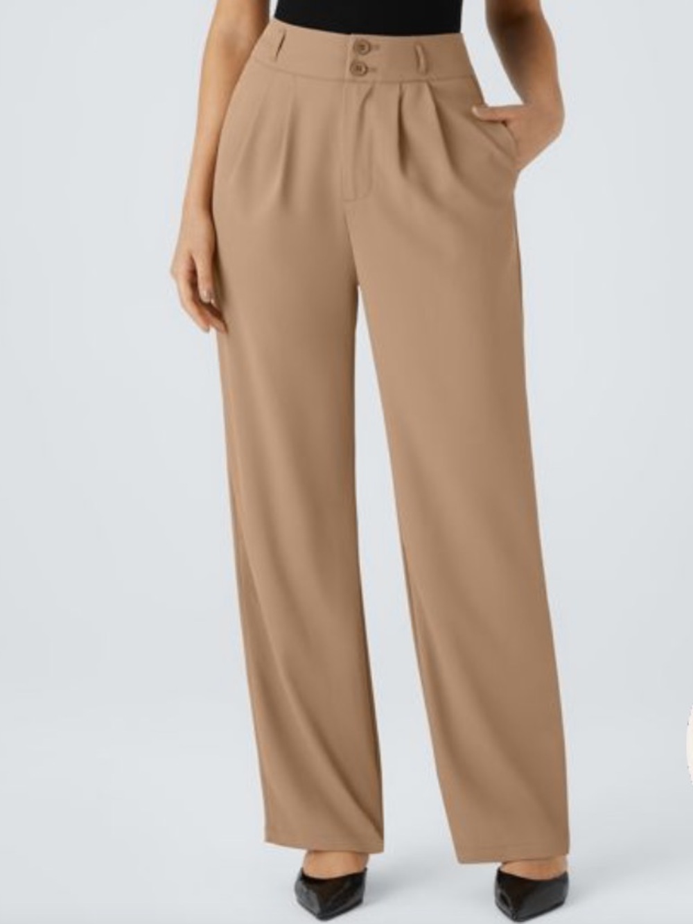 HALARA Women’s High Waisted Wide-Leg Work Pants in Camel-Size XL